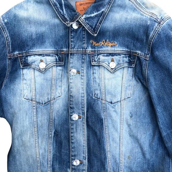 True Religion Jean Jacket XXL Jimmy Trucker Jacket Blue - Picture 9 of 12